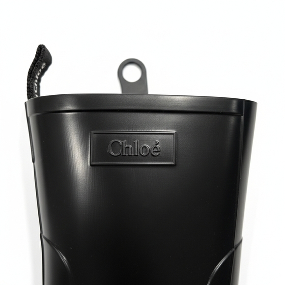 Chloè Betty Black Rubber Rain Snow Boots ~ Size 8 - Picture 5 of 6